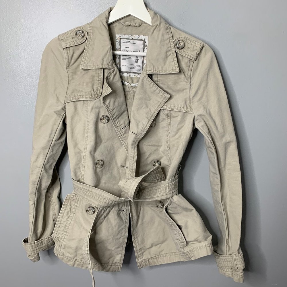 Aeropostale Khaki Cotton Pea Coat